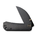 WEKNIFE Banter Wharncliffe Thumb Stud Knife Black Burlap Micarta Contoured Handle (2.85" Black Stonewashed CPM S35VN Blade) WE19068J-1