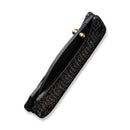 WEKNIFE Banter Wharncliffe Thumb Stud Knife Black Burlap Micarta Contoured Handle (2.85" Black Stonewashed CPM S35VN Blade) WE19068J-1