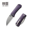 WEKNIFE Banter Wharncliffe Thumb Stud Knife Purple Canvas Micarta Contoured Handle (2.85" Gray Stonewashed CPM S35VN Blade) WE19068J-2