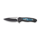 WEKNIFE Button Lock Kitefin Flipper Knife Black Titanium Handle With Arctic Storm Fat Carbon Fiber Inlay (3.22" Black Stonewashed CPM 20CV Blade, Satin Flat) WE19002N-1