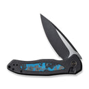 WEKNIFE Button Lock Kitefin Flipper Knife Black Titanium Handle With Arctic Storm Fat Carbon Fiber Inlay (3.22" Black Stonewashed CPM 20CV Blade, Satin Flat) WE19002N-1