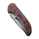 WEKNIFE Equivik Flipper Knife Polished Gray Titanium Handle With Lava Flow Fat Carbon Fiber Inlay (3.48" Hugin Damasteel Blade) WE23020-DS1