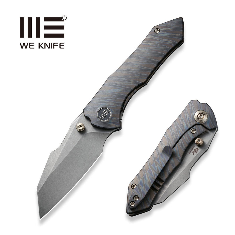 WEKNIFE High-Fin Thumb Stud Knife Titanium Handle (2.98" CPM 20CV Blade) WE22005-4