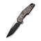 WEKNIFE OAO (One and Only) Flipper Knife Black Titanium Integral Handle With Copper Foil Carbon Fiber Inlay (3.4" Black Stonewashed CPM 20CV Blade, Satin Flat) WE23001-2, With An Extra Left Carry Titanium Pocket Clip And Insert