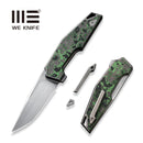 WEKNIFE OAO (One and Only) Flipper Knife Polished Bead Blasted Titanium Integral Handle With Jungle Wear Fat Carbon Fiber Inlay (3.4" Hand Rubbed Satin CPM 20CV Blade) WE23001-3, With An Extra Left Carry Titanium Pocket Clip And Insert