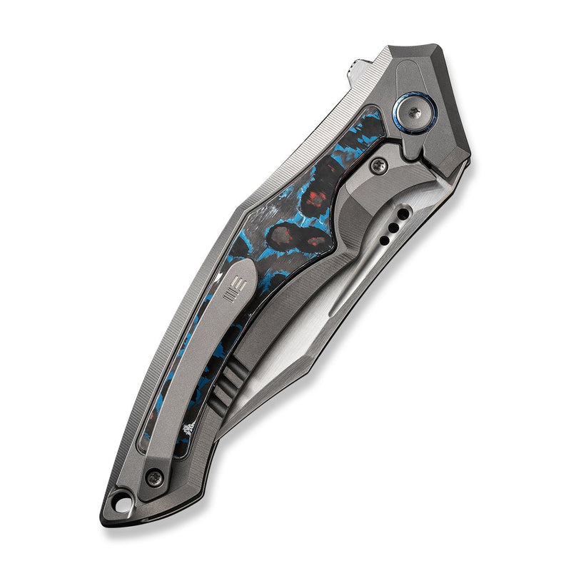 WEKNIFE Orpheus Flipper Knife Gray Titanium Integral Handle With Nebula Fat Carbon Fiber Inlay (3.48" Hand Rubbed Satin CPM 20CV Blade) WE23009-4