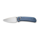 WEKNIFE Qubit Thumb Stud & Button Lock Knife Blue Titanium Handle (3.2" Hand Rubbed Satin CPM 20CV Blade) WE22030F-3