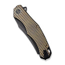 WEKNIFE RekkeR Flipper Knife Black Titanium Handle With Golden Diamond Pattern On Presentation Handle (3.61" Black Stonewashed CPM 20CV Blade) WE22010G-3, With An Extra Left Carry Titanium Pocket Clip And Clip Screws