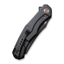 WEKNIFE RekkeR Flipper Knife Black Titanium Handle With Golden Diamond Pattern On Presentation Handle (3.61" Black Stonewashed CPM 20CV Blade) WE22010G-3, With An Extra Left Carry Titanium Pocket Clip And Clip Screws