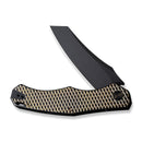 WEKNIFE RekkeR Flipper Knife Black Titanium Handle With Golden Diamond Pattern On Presentation Handle (3.61" Black Stonewashed CPM 20CV Blade) WE22010G-3, With An Extra Left Carry Titanium Pocket Clip And Clip Screws