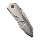 WEKNIFE Solid Flipper Knife Polished Bead Blasted Titanium Integral Handle (3.88" Polished Bead Blasted CPM 20CV Blade) WE22028-2