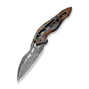 WEKNIFE Arrakis Flipper Knife Brown Titanium Handle With Flamed Timascus Inlay (3.47" Fafnir Damasteel Blade) 906-2026 BS