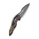 WEKNIFE Arrakis Flipper Knife Brown Titanium Handle With Flamed Timascus Inlay (3.47" Fafnir Damasteel Blade) 906-2026 BS