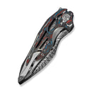 WEKNIFE Arrakis Flipper Knife Gray Titanium Handle  With Black , Red, Blue, White Nebula FatCarbon Fiber Inlay (3.47" Fafnir Damasteel Blade) 906CF-DS2