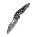 WEKNIFE Arrakis Flipper Knife Gray Titanium Handle  With Black , Red, Blue, White Nebula FatCarbon Fiber Inlay (3.47" Fafnir Damasteel Blade) 906CF-DS2