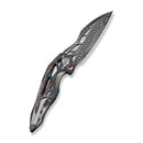 WEKNIFE Arrakis Flipper Knife Gray Titanium Handle  With Black , Red, Blue, White Nebula FatCarbon Fiber Inlay (3.47" Fafnir Damasteel Blade) 906CF-DS2