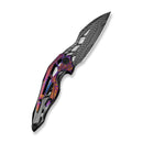 WEKNIFE Arrakis Flipper Knife Polished Gray Titanium Handle With Flamed Timascus Inlay (3.47" Fafnir Damasteel Blade) 906DS-2