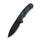 WEKNIFE Corwyn Flipper & Thumb Stud Knife Black Titanium Handle With Black & Blue Carbon Fiber Inlay (3.7" Black Stonewashed Bohler M390 Blade) WE24088-1