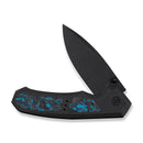 WEKNIFE Corwyn Flipper & Thumb Stud Knife Black Titanium Handle With Black & Blue Carbon Fiber Inlay (3.7" Black Stonewashed Bohler M390 Blade) WE24088-1