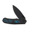 WEKNIFE Corwyn Flipper & Thumb Stud Knife Black Titanium Handle With Black & Blue Carbon Fiber Inlay (3.7" Black Stonewashed Bohler M390 Blade) WE24088-1