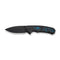 WEKNIFE Corwyn Flipper & Thumb Stud Knife Black Titanium Handle With Black & Blue Carbon Fiber Inlay (3.7" Black Stonewashed Bohler M390 Blade) WE24088-1
