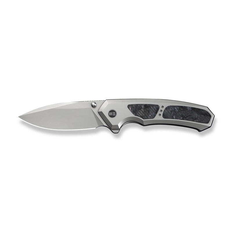 WEKNIFE Corwyn Flipper & Thumb Stud Knife Gray Titanium Handle With Black & Pink Carbon Fiber Inlay (3.7" Stonewashed Bohler M390 Blade) WE24088-2