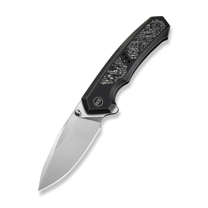 WEKNIFE Corwyn Flipper & Thumb Stud Knife Bronze & Black Titanium Handle With Aluminum Foil Carbon Fiber Inlay (3.7" Satin Finished Bohler M390 Blade) WE24088-3