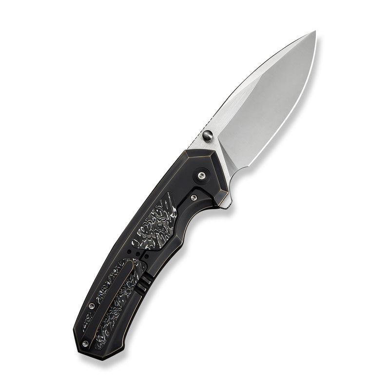 WEKNIFE Corwyn Flipper & Thumb Stud Knife Bronze & Black Titanium Handle With Aluminum Foil Carbon Fiber Inlay (3.7" Satin Finished Bohler M390 Blade) WE24088-3