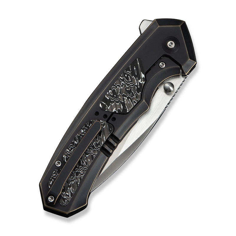 WEKNIFE Corwyn Flipper & Thumb Stud Knife Bronze & Black Titanium Handle With Aluminum Foil Carbon Fiber Inlay (3.7" Satin Finished Bohler M390 Blade) WE24088-3