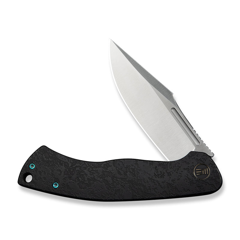 WEKNIFE Essential Knight Flipper Knife Black Titanium Handle With Etched Pattern (3.6" Satin Finished Bohler M390 Blade) WE24003-1