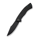 WEKNIFE Essential Knight Flipper Knife Black Titanium Handle With Etched Pattern (3.6" Black Stonewashed Bohler M390 Blade) WE24003-2