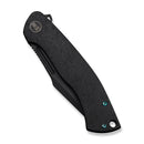 WEKNIFE Essential Knight Flipper Knife Black Titanium Handle With Etched Pattern (3.6" Black Stonewashed Bohler M390 Blade) WE24003-2