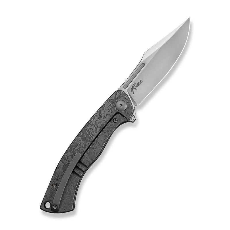 WEKNIFE Essential Knight Flipper Knife Gray Titanium Handle With Etched Pattern (3.6" Satin Finished Bohler M390 Blade) WE24003-3