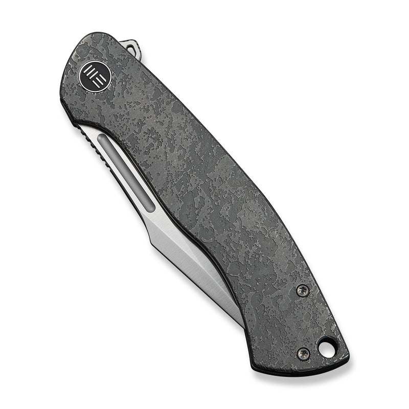 WEKNIFE Essential Knight Flipper Knife Gray Titanium Handle With Etched Pattern (3.6" Satin Finished Bohler M390 Blade) WE24003-3
