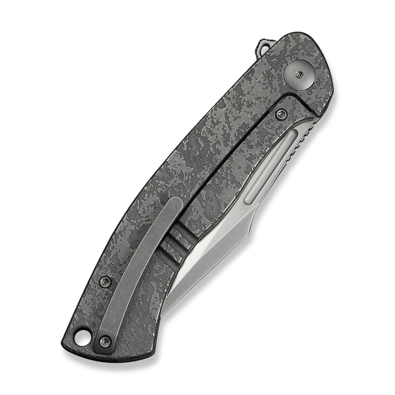 WEKNIFE Essential Knight Flipper Knife Gray Titanium Handle With Etched Pattern (3.6" Satin Finished Bohler M390 Blade) WE24003-3