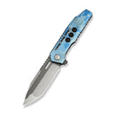 WEKNIFE Gunwale Flipper Knife Blue Terrain Titanium Handle (3.87" Hand Polished Satin Bohler M390 Blade, Gray Stonewashed Flat) WE24048-3