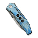 WEKNIFE Gunwale Flipper Knife Blue Terrain Titanium Handle (3.87" Hand Polished Satin Bohler M390 Blade, Gray Stonewashed Flat) WE24048-3