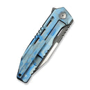 WEKNIFE Gunwale Flipper Knife Blue Terrain Titanium Handle (3.87" Hand Polished Satin Bohler M390 Blade, Gray Stonewashed Flat) WE24048-3
