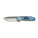 WEKNIFE Gunwale Flipper Knife Blue Terrain Titanium Handle (3.87" Hand Polished Satin Bohler M390 Blade, Gray Stonewashed Flat) WE24048-3