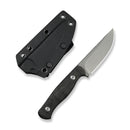 WEKNIFE Notchline Hunting Fixed Blade Milled Rose Carbon Fiber Handle (3.45" Stonewashed CPM S35VN Blade) WE25047-1, With 1PC Black Lanyard, Black Kydex Sheath & T-Clip