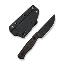 WEKNIFE Notchline Hunting Fixed Blade Knife Milled Copper Foil Carbon Fiber Handle (3.45" Black Stonewashed CPM S35VN Blade) WE25047-2, With 1PC Black Lanyard, Black Kydex Sheath & T-Clip