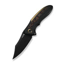 WEKNIFE VARG Flipper Knife Black & Golden Titanium Handle With Copper Foil Carbon Fiber Inlay (2.96" Black Stonewashed CPM MagnaCut Blade) WE25074-1