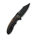 WEKNIFE VARG Flipper Knife Black & Golden Titanium Handle With Copper Foil Carbon Fiber Inlay (2.96" Black Stonewashed CPM MagnaCut Blade) WE25074-1