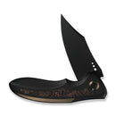 WEKNIFE VARG Flipper Knife Black & Golden Titanium Handle With Copper Foil Carbon Fiber Inlay (2.96" Black Stonewashed CPM MagnaCut Blade) WE25074-1