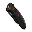 WEKNIFE VARG Flipper Knife Black & Golden Titanium Handle With Copper Foil Carbon Fiber Inlay (2.96" Black Stonewashed CPM MagnaCut Blade) WE25074-1