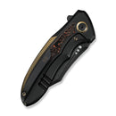 WEKNIFE VARG Flipper Knife Black & Golden Titanium Handle With Copper Foil Carbon Fiber Inlay (2.96" Black Stonewashed CPM MagnaCut Blade) WE25074-1