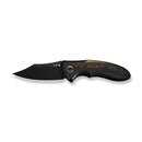 WEKNIFE VARG Flipper Knife Black & Golden Titanium Handle With Copper Foil Carbon Fiber Inlay (2.96" Black Stonewashed CPM MagnaCut Blade) WE25074-1