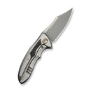 WEKNIFE VARG Flipper Knife Gray Titanium Handle With Black & Yellow Carbon Fiber Inlay (2.96" Stonewashed CPM MagnaCut Blade) WE25074-2