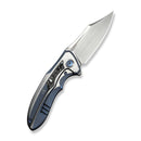 WEKNIFE VARG Flipper Knife Blue & Satin Titanium Handle With Aluminum Foil Carbon Fiber Inlay (2.96" Hand Rubbed Satin CPM MagnaCut Blade) WE25074-4