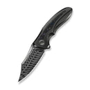 WEKNIFE VARG Flipper Knife Polished Gray Titanium Handle With Multi-Color Carbon Fiber Inlay (2.96" Fafnir Damasteel Blade) WE25074-DS1